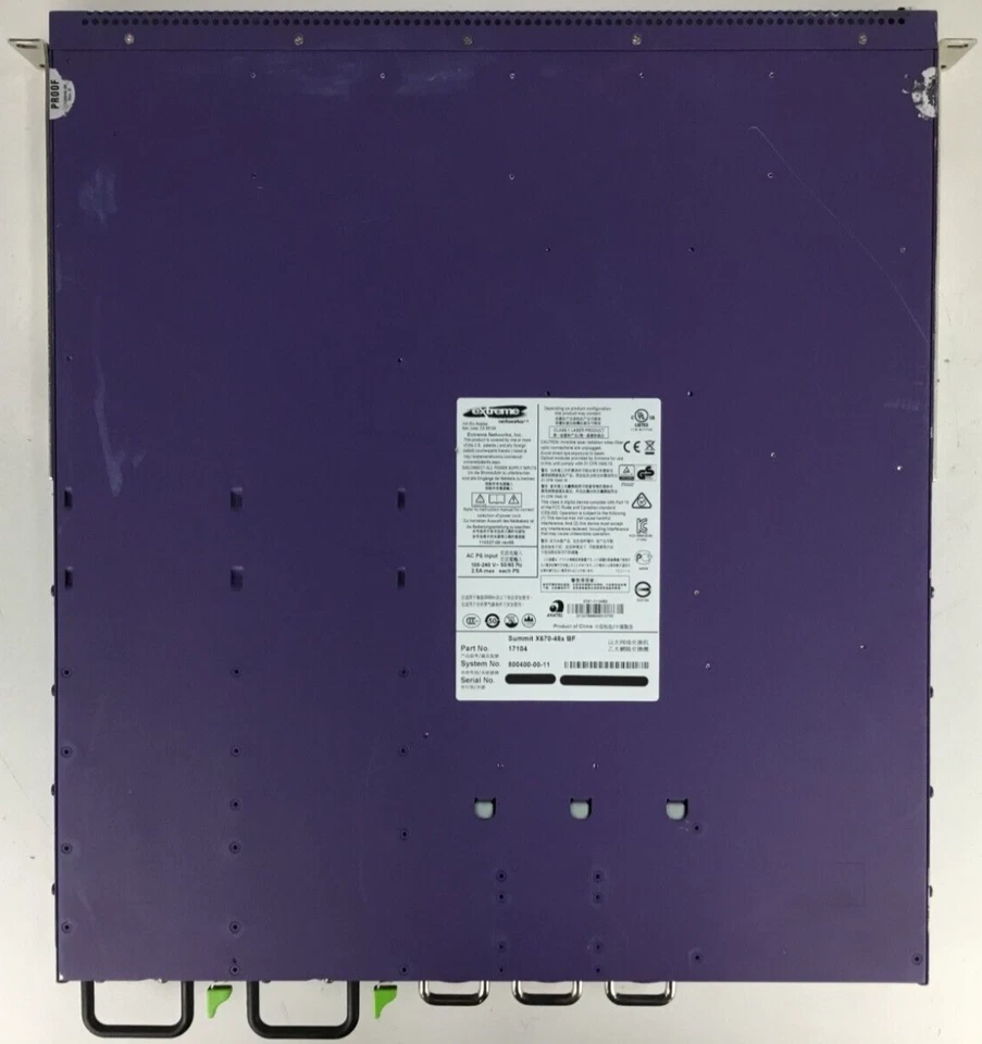 Extreme 17104 Summit X670-48X-BF 10G-BaseX SFP+ 2X 10927 Power Core Lic - Image 3 of 4