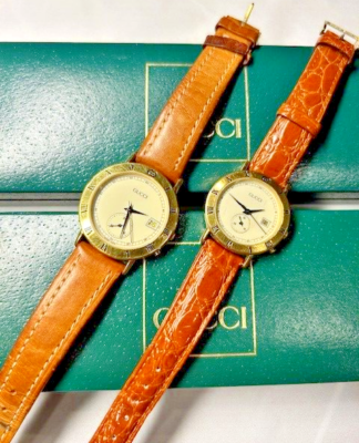 His / Hers (pair) Vintage Gucci 3800M & 3800jr, Chronograph Quartz
