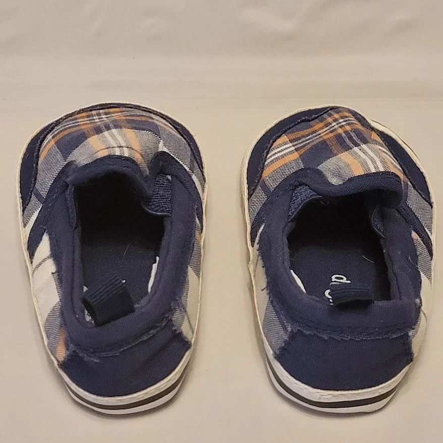 Zapatos sin cordones para cuna Baby Gap azul marino a cuadros bebé niño talla 3 Foto 3 de 4