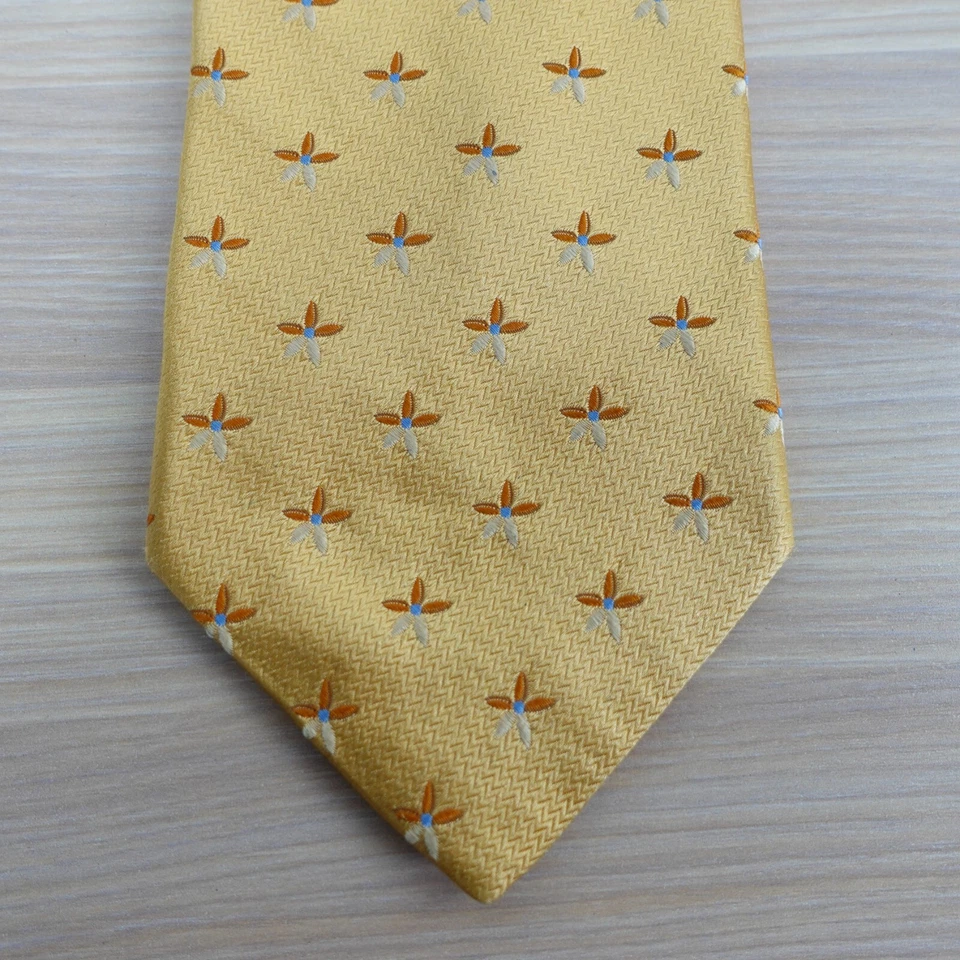 Corbata de cuello de diseñador para hombre flor dorada Chevron tejida seda bordada IKE BEHAR EE. UU. Foto 2 de 4