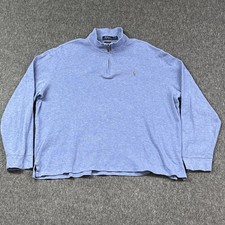 Polo Ralph Lauren 1/4 Zip Sweater Mens XL Blue Estate Rib Flesh Pony - READ
