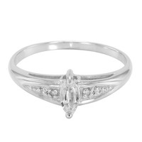 Cavill Damen Silberring 925 Sterlingsilber WeißEr Saphir 0,16Ct Halo-