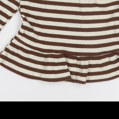 Zara Girls Brown Striped Long Sleeve T-Shirt - 4 Years - Picture 8 of 12