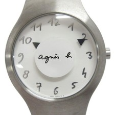agnes b. watch V507-0B70 quartz 2-hand white dial silver color ladies