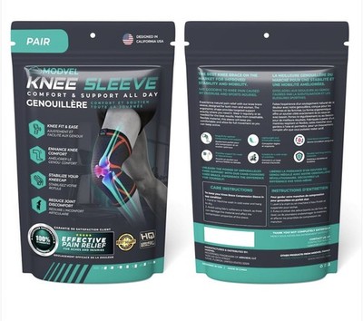 Modvel 2 Pack Knee Compression Sleeve for Pain Relief - Size L - Green 