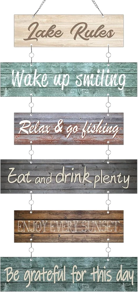 Lake Rule Wall Signs Lake House Decor Rustic Vintage Wall Art Lake House Gifts M - Image 2 of 4