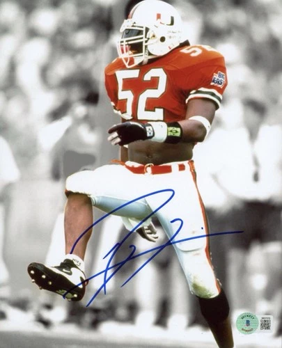 Ray Lewis Autographed Miami Hurricanes 8x10 Close Up Photo- Beckett W *Black