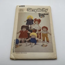 Vtg Precious Pals 18" Soft Sculpture Doll Pattern Simplicity 6999 1984