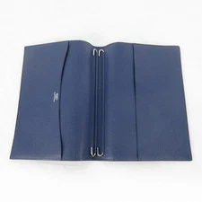 HERMES Agenda Globe Trotter Planner Cover Chevre Navy Leather Silver HW J Stamp