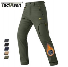 Men's Fleece Lined Winter Pants Waterproof Multiple Pockets Outdoor Warm Pants
