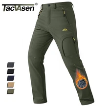 Men's Fleece Lined Winter Pants Waterproof Multiple Pockets Outdoor Warm Pants
