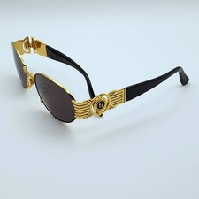 NOS Authentic Vintage FENDI Oval Shape Sunglasses SL7034-101 Metal Gold Black