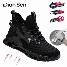 Men's Steel Toe Work Boots - Breathable, Slip Resistant Durable Safety Shoes US