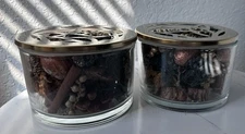 Set of 2 Christmas Scented Potpourri Jars with Gold Lid