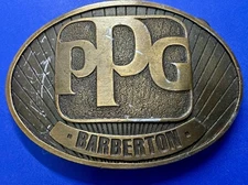 PPG Barberton Chemical Company Vintage Belt Buckle by Spec-Cast Inc.