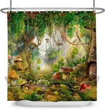 Leowefowa Enchanted Forest Shower 72"W x 72"L (Pack of 1), D003 