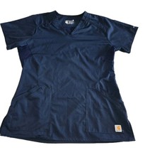 CLEAN Carhartt Force Modern Fit Cross-Flex V-Neck Scrub Top Women's size M Blue