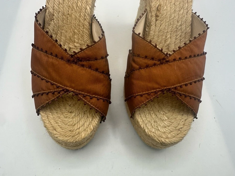 Alpargata de tela marrón Stubbs & Wootton tacón de cuña sin cordones para mujer talla 38/7,5 Foto 2 de 4