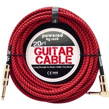 Powered By Rock Guitar Cable for Electric 20 feet, 20ft Red - Braided