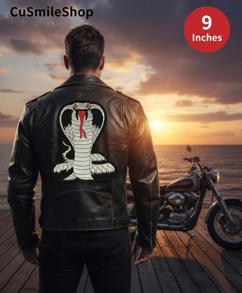 9" Large Back Patch King Cobra Snake Iron On Embroidered Biker ...