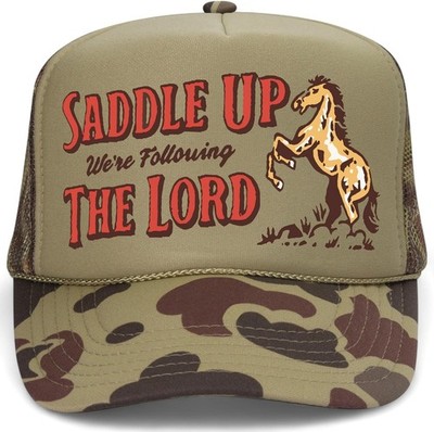 Saddle Up We're Following The Lord Mesh Back Hat