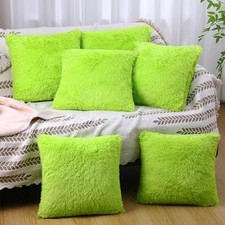 6 Pcs Winter Faux Fur Throw Pillow Covers Fluffy Couch Cushion 18 x Lime Green