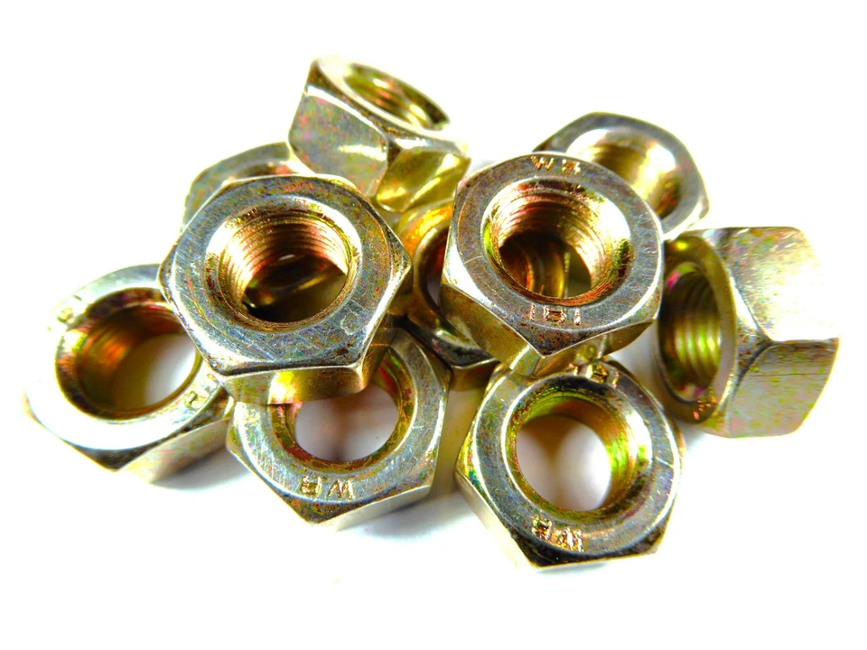 10 x DIN 934 Mutter M10x1 Feingewinde, gelb verzinkt