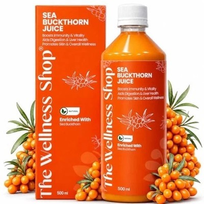 The Wellness Shop Sea Buckthorn Juice 500ml Cold Pressed Berry Omega 3 6 7 9 FS