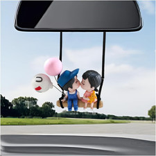 Car Swinging Ornament, Cartoon Couple Pendant Rear View Mirror Hanging Decoratio