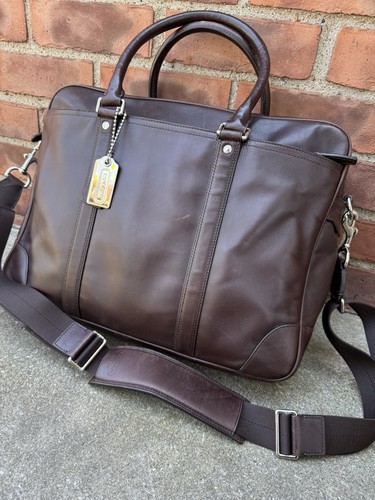 Beautiful Vintage Coach Work Bag Brown Leather Commuter Laptop Bag Large #70303 - Picture 5 of 23