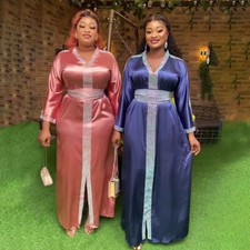 African Dashiki Women Muslim Maxi Dress Abaya Kaftan Evening Wedding Party Gown