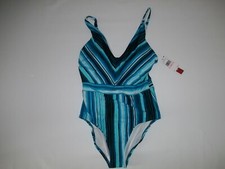 JANTZEN 1 pc TUMMY CONTROL V-Neck Tank SWIMSUIT Bathing Suit Womens Size 10 NEW