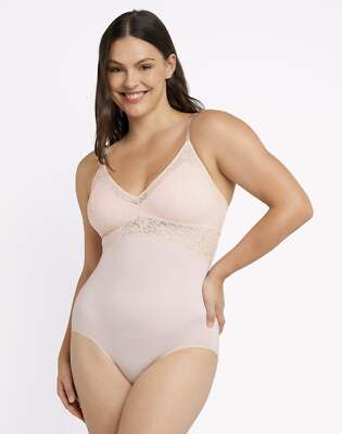 Maidenform Womens Lace Tame Your Tummy Bodysuit in Beige, Size Small