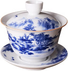 Jingdezhen Chinese Gaiwan Handmade 6.3oz/180ml Mountain Style China Blue