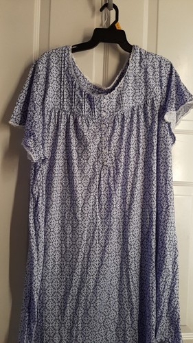 -ARIA WOMEN’S SHORT SLEEVE NIGHTGOWN POCKETS LILAC FLORAL 3X (22W-24W) - Picture 2 of 7