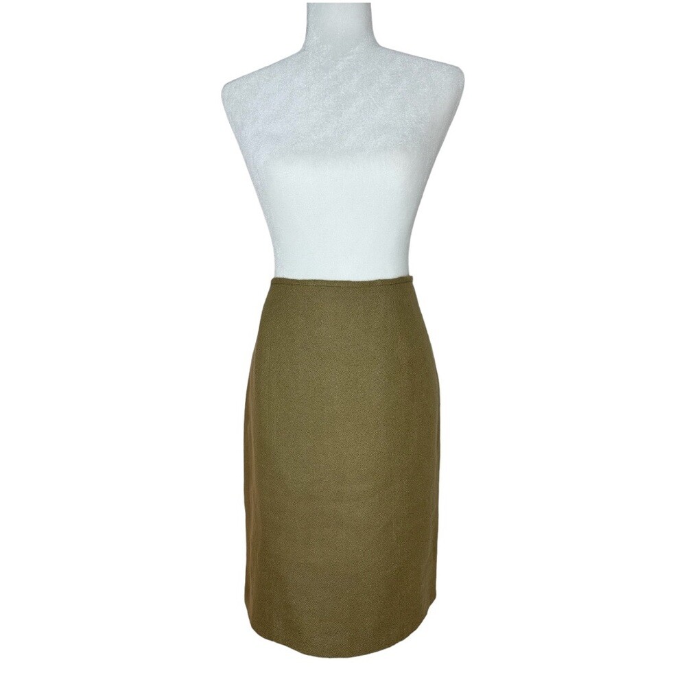 Gonna dritta a matita Yves Saint Laurent da donna in lino marrone designer Lux FR44 W33