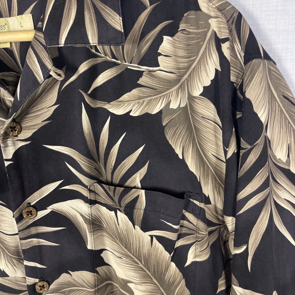 Camisa de campamento vintage Joseph & Feiss grande gris carbón cuello lazo hawaiana Foto 2 de 4