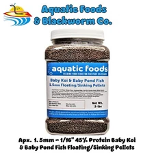 Baby Koi & Baby Pond Fish Pellets, 45% Protein 1.5mm Floating/Sinking Pellets