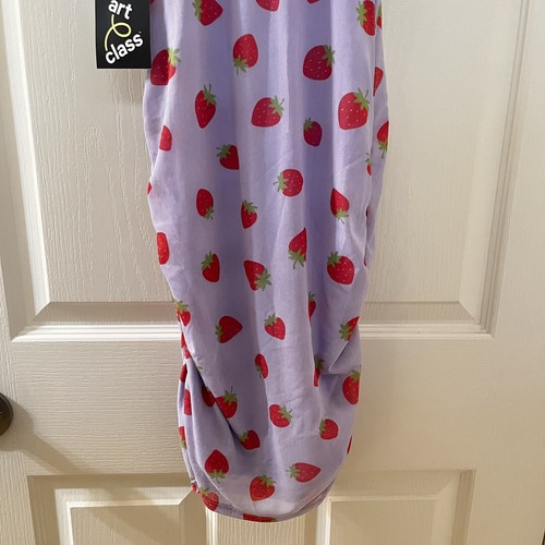 Art Class Purple Strawberry Dress Ruched Sides Girls Size Medium 7-8 NWT - Picture 10 of 10