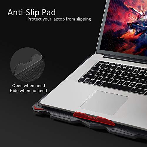 AICHESON Laptop Fan Cooling Pad for 15.6-17.3 Laptops 5 Cooler Fans with Red - 第 6/8 張圖片