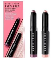 Bobbi Brown PARTY PREP Mini Long Wear Cream Stick Duo GOLDN PINK & DUSTY MAUVE