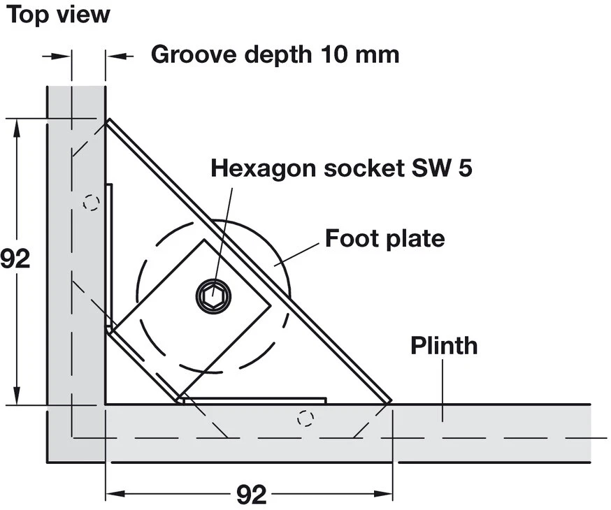 Kitchen Bedroom Cabinet Plinth Adjuster Foot with Bracket, Ø 12 mm 150 kg - image 3 of 4