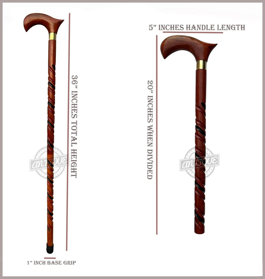Bastón de madera maciza vintage estilo hecho a mano regalo para hombre/mujer regalo Foto 3 de 4