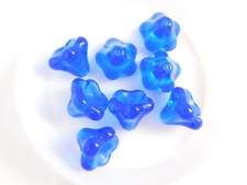 Sapphire Blue Czech Glass Bell Flower Beads 11x13mm