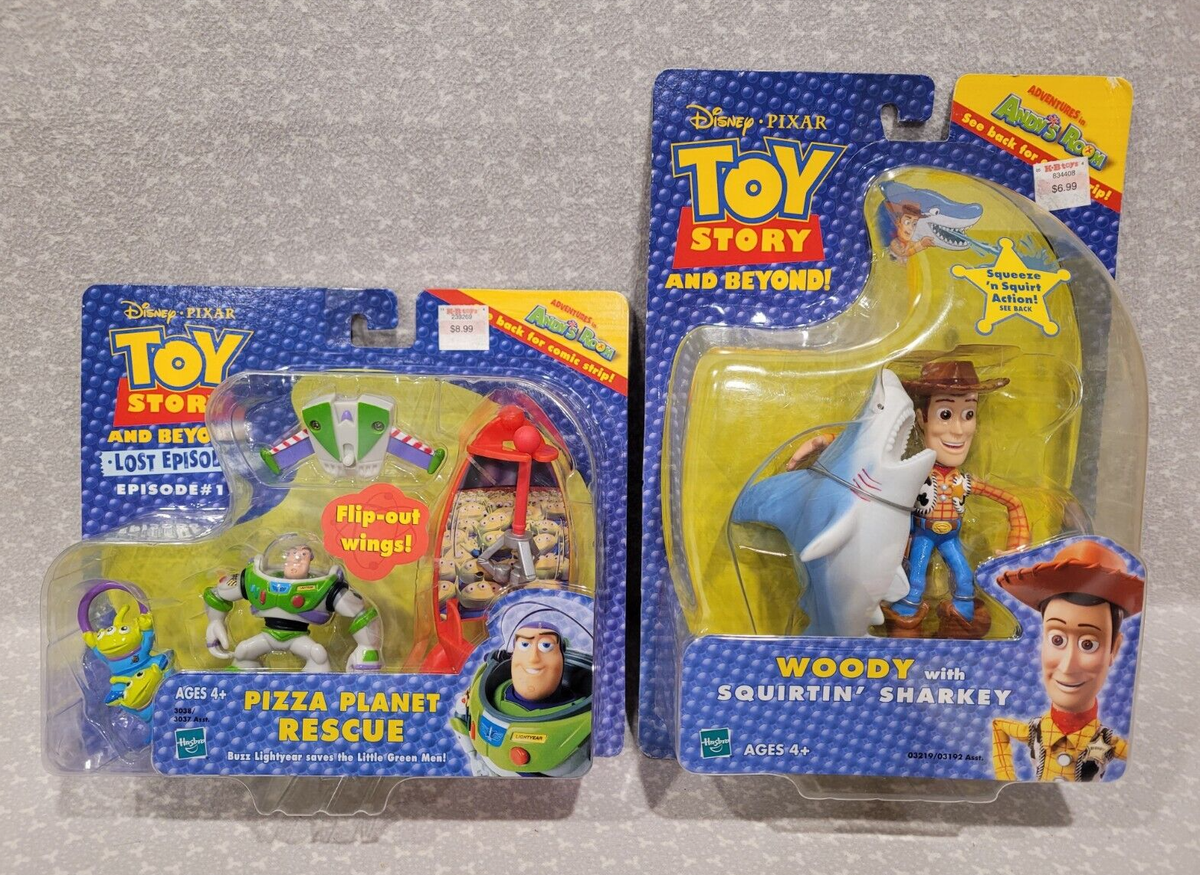 2002 Hasbro Toy Story Woody Sharkey the Shark & Buzz Pizza Planet