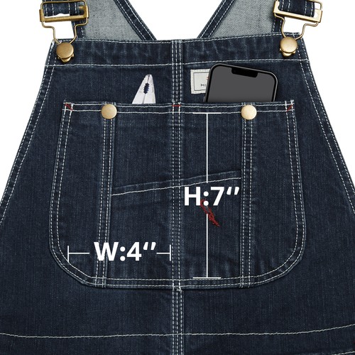HISEA Men Denim Bib Overalls Dungarees Heavy Duty Workwear Pants Jumpsuit Jeans - Picture 13 of 28