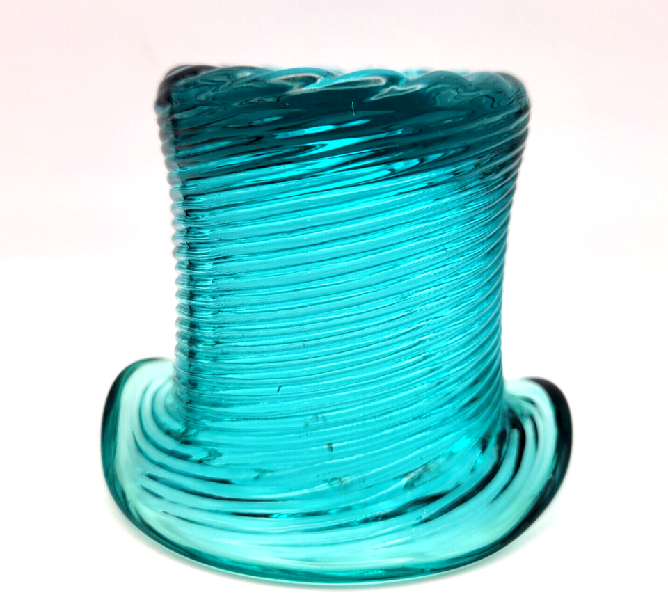 TEAL BLUE SWIRLED GLASS HAT Heirloom Candle Holder Vintage 1981 Avon eBay