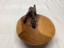 Handcrafted Vintage Giraffe Drinking Water Wooden Bowl 7  