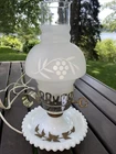 Vintage White Milk Glass Hobnail Corded Table Lamp Vintage Mid-Century Modern