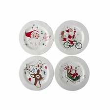 Vintage Holiday Melamine Appetizer Plate (Set of 4)